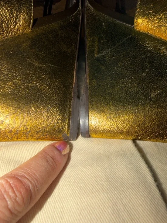 Preloved Louis Vuitton Gold Metallic Leather Strappy Sandals size 38 great cond - Picture 5 of 12